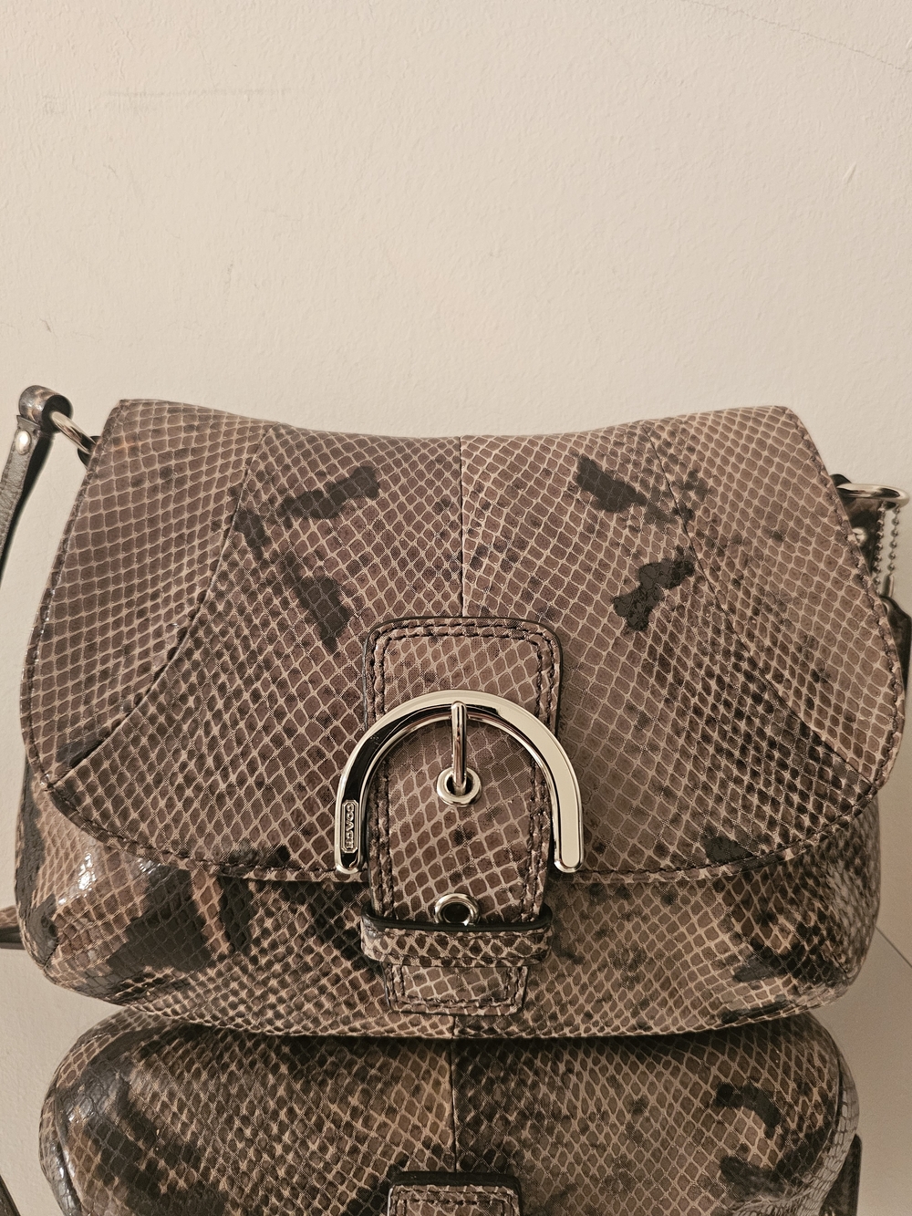 Coach Snake-Print Shoulder Bag in Brown and Black - Picture 6 of 10